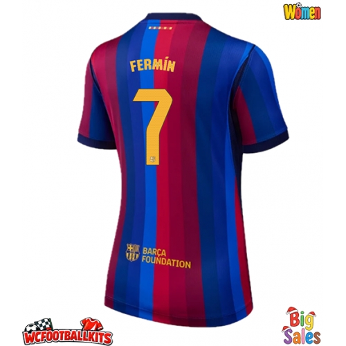 Barcelona Fermin Lopez #7 Replica Home Stadium Shirt for Women 2026-27 Short Sleeve